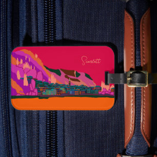 Varenna at Night Como Italy Illustration Travel Luggage Tag