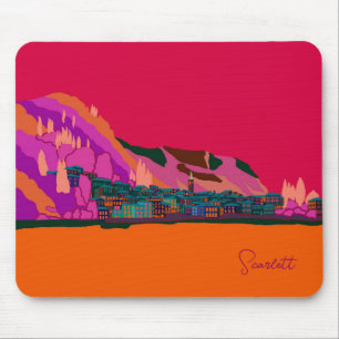 Varenna at Night Lake Como Italy Illustration Mouse Pad