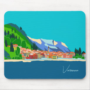 Varenna Lake Como Italy Illustration Travel Mouse Pad