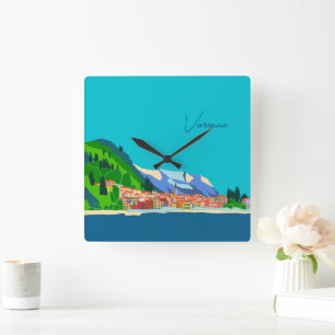 Varenna Lake Como Italy Illustration Travel Square Wall Clock