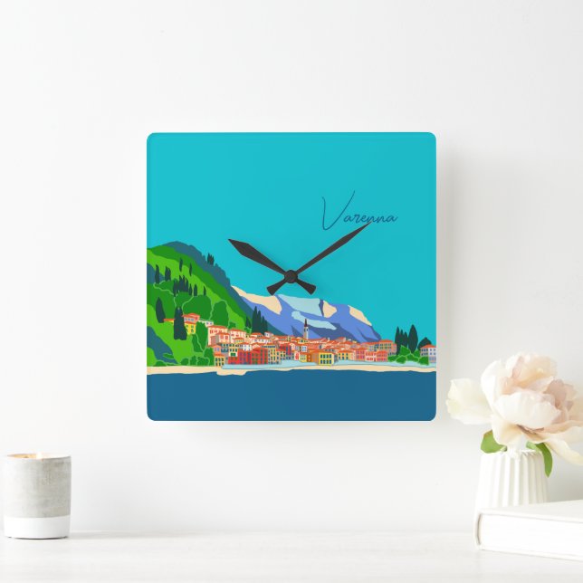 Varenna Lake Como Italy Illustration Travel Square Wall Clock (Home)