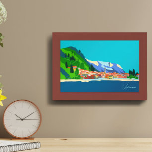 Varenna Lake Como Italy Landscape Illustration Poster