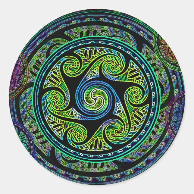 Variated Spheres Vibrant Celtic Knot Classic Round Sticker (Front)
