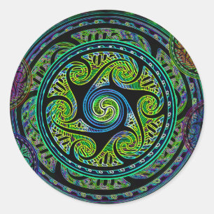 Variated Spheres Vibrant Celtic Knot Classic Round Sticker
