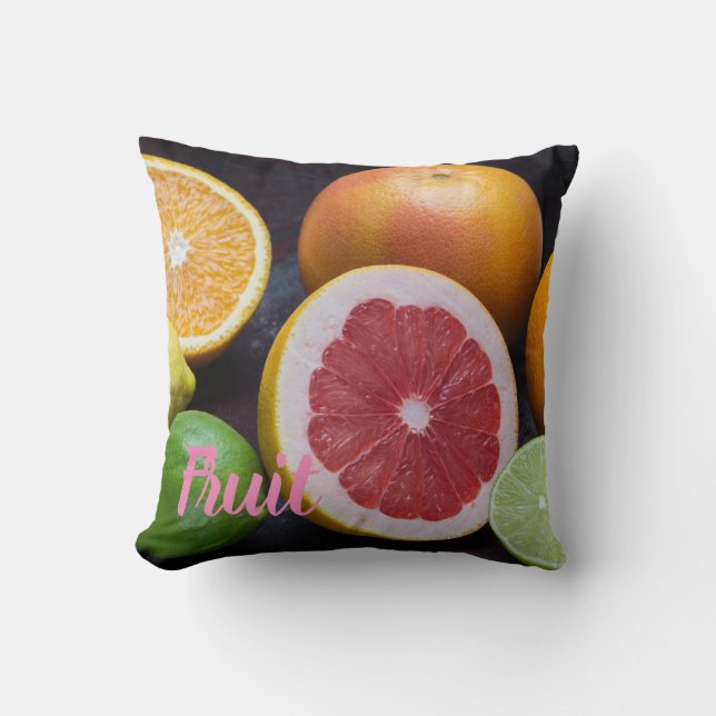 Variation of citrus orange, lime, mandarin, cushion (Front)
