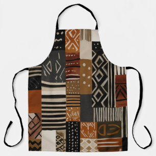 Variations of African motifs in earth tones Apron