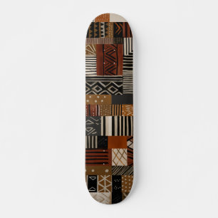 Variations of African motifs in earth tones Skateboard