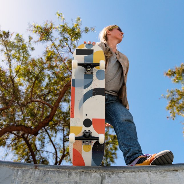 Varied colourful shapes and dots skateboard (Outdoor 1)