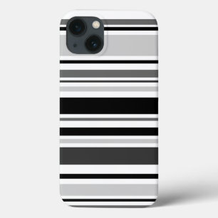 Varied Grey, Black, White Stripes iPhone 13 Case