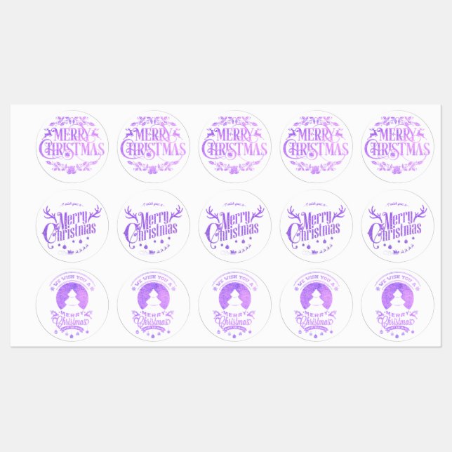 Varied purple Christmas labels (Sheet)