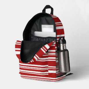 Varied Red and White Stripes Printed Backpack