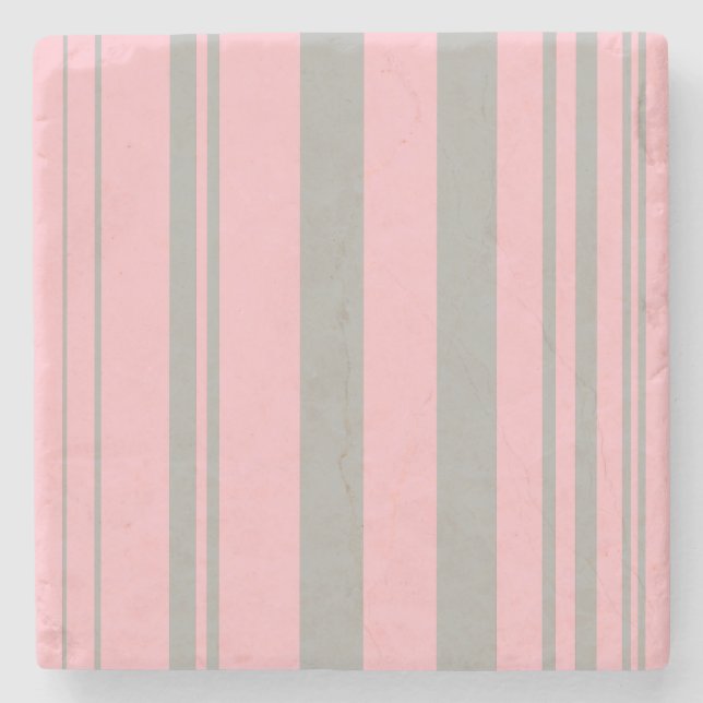 Varied Stripes/Pink & Grey Stone Coaster (Front)