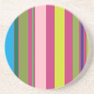 Varied Stripes/Pink Magenta Yellow Blue & Green Coaster