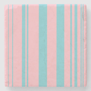 Varied Stripes/Pink & Robin Egg Blue Stone Coaster