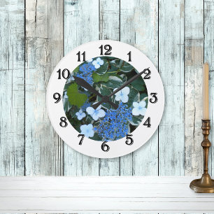 Variegated Blue Hydrangea Wall Clock