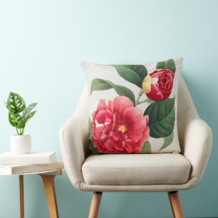 Variegated Camellia, Pierre-Joseph Redouté, 1833 Cushion