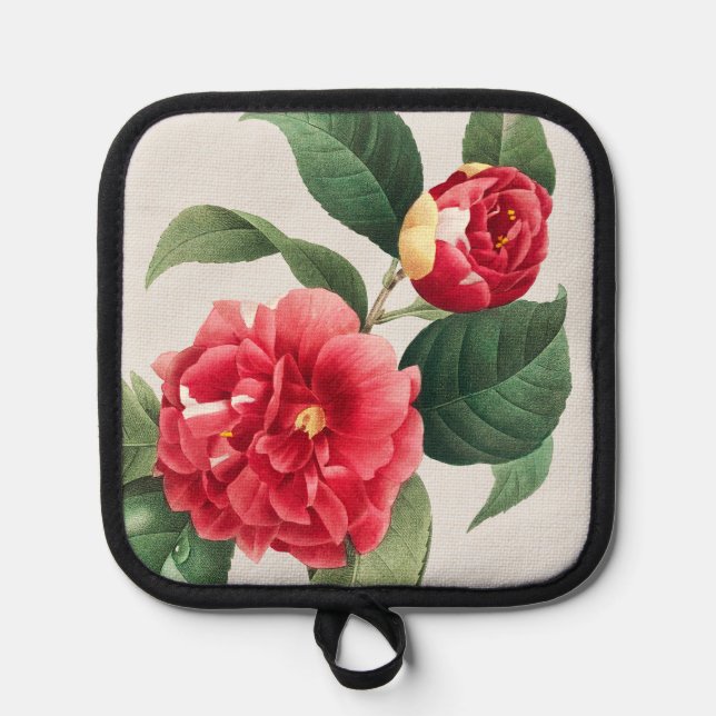 Variegated Camellia, Pierre-Joseph Redouté, 1833 Pot Holder (Front)