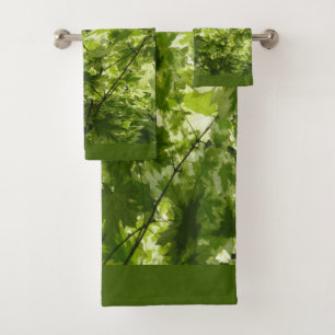 Variegated Maple Leaves for Midsummer's Eve Bath Towel Set