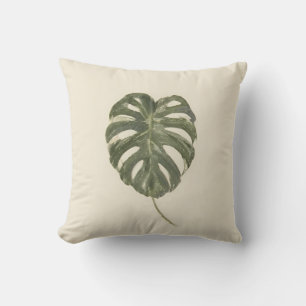 Variegated Monstera Leaf Tropical Organic Modern Cushion