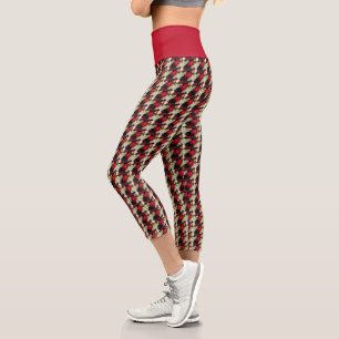 Variegated Poinsettia Floral Pattern Capri Leggings