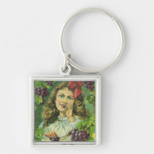 Variety Choice Lake Keuka Grapes Label Key Ring