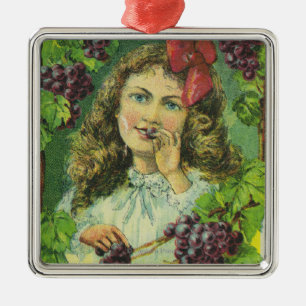 Variety Choice Lake Keuka Grapes Label Metal Ornament