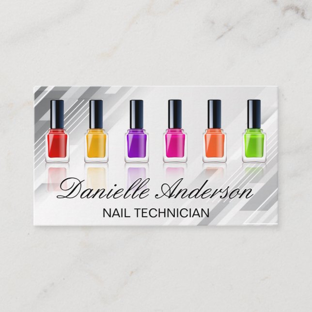 Variety Coloured Nail Polish | Manicure Business Card (Front)