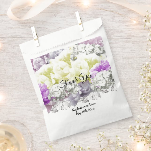 Variety Floral Bouquet Thank You Favour Bag (Clipped)