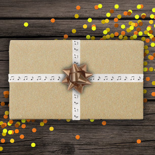 Variety of Black Music Notes on white Satin Ribbon