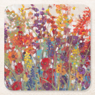 Variety of Flowers Square Paper Coaster