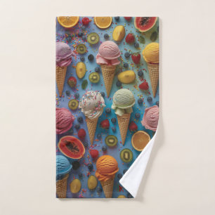 Variety of ice cream flavors hand towel