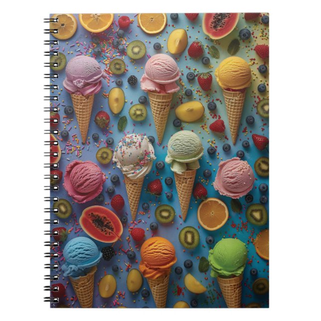 Variety of ice cream flavors notebook (Front)