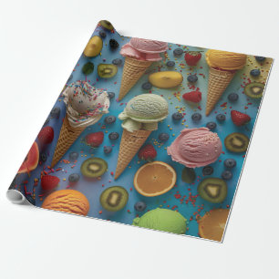 Variety of ice cream flavours wrapping paper