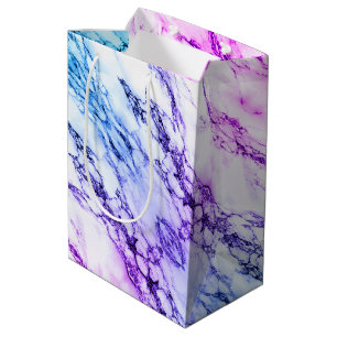 Variety of Purples and Blueish  Vein Marble Look Medium Gift Bag