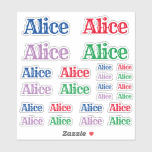 Variety of Sizes of the Name Alice