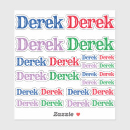 Variety of Sizes of the Name Derek