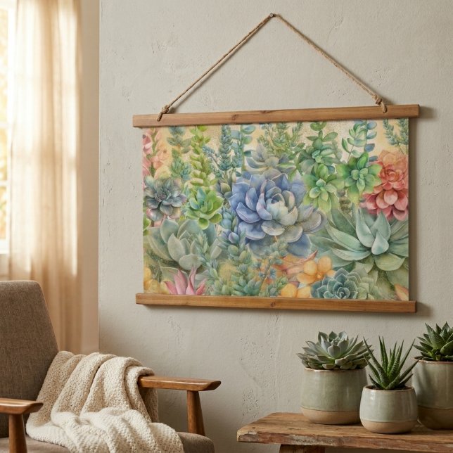 Variety Of Succulents Hanging Tapestry (Creator Uploaded)