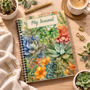 Variety Of Succulents Personalised Notebook