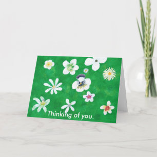 Variety of White Flowers Thinking of you Cards