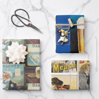 Variety Pack of three (3) designs of Wrapping Paper Sheet