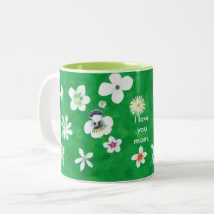 Variety White Flowers I love you Mum Mugs