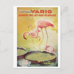 Varig Vintage Poster for Brazil Postcard