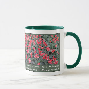Varigated Pink and White with Aurelius Quote Mug