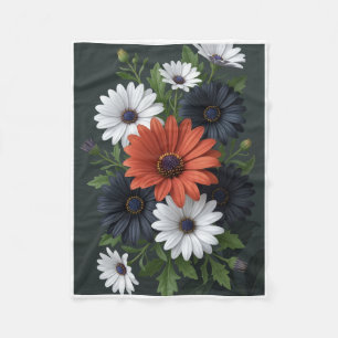 Various Black And White Wildflowers Fleece Blanket
