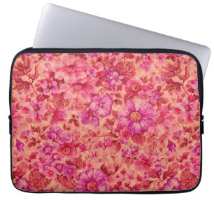 Various Blooming Flowers in Warm Pink and Purple Laptop Sleeve