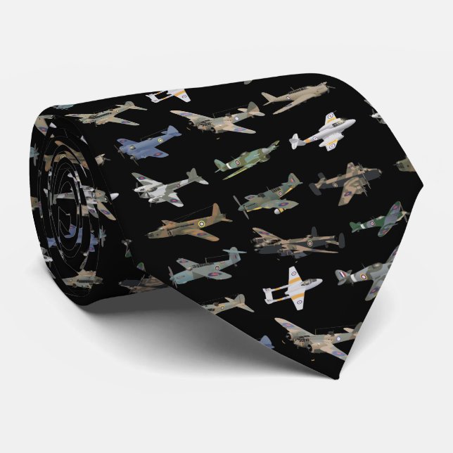 Various British WW2 Aeroplanes Tie (Rolled)