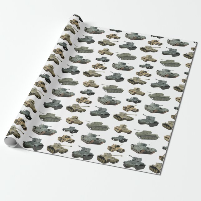 Various British WW2 Tanks Wrapping Paper (Unrolled)
