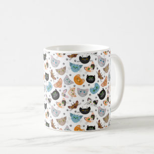 Various cat faces pattern coffee mug