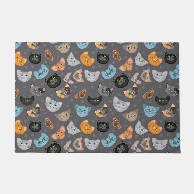 Various cat faces pattern doormat (Front)