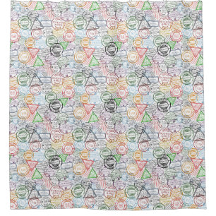 Various cities retro postal markings pattern shower curtain